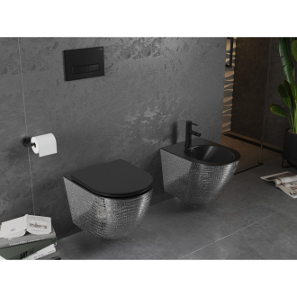 Mexen Lena závesný bidet, matná čierna/strieborný vzor stupnice - 35224872