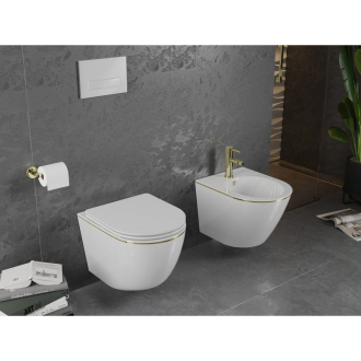 Mexen Lena závesný bidet, bielo/zlatá linka - 35224805