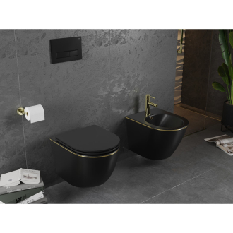 Mexen Lena závesný bidet, matná čierna/zlatá linka - 35224875