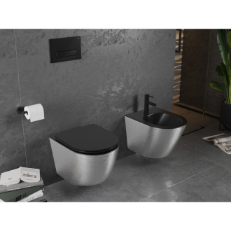 Mexen Lena závesný bidet, matná čierna/strieborný vzor čiar - 35224873