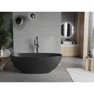 Mexen Bari voľne stojaca vaňa z konglomerátu 165 x 75 cm, matná čierna - 57221657570