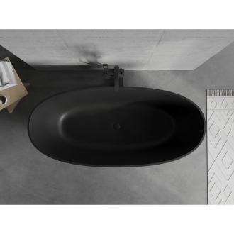 Mexen Bari voľne stojaca vaňa z konglomerátu 165 x 75 cm, matná čierna - 57221657570
