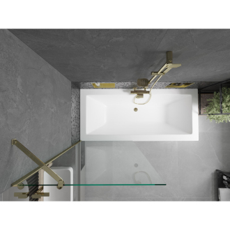 Mexen Cube obdĺžniková vaňa 170 x 80 cm s plášťom a 1 krídlovou zástenou 80 cm, priehľadná, zlatá - 550517080X9508000050