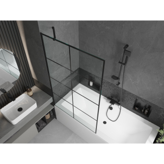 Mexen Cube obdĺžniková vaňa 170 x 80 cm s plášťom a 1 krídlovou zástenou 100 cm, čierny vzor - 550517080X9510007077