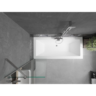 Mexen Cube obdĺžniková vaňa 180 x 80 cm s plášťom a 1 krídlovou zástenou 50 cm, transparentná, chróm - 550518080X9505000001