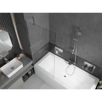 Mexen Cube obdĺžniková vaňa 180 x 80 cm s plášťom a 1 krídlovou zástenou 80 cm, transparentná, chróm - 550518080X9508000001