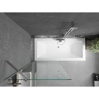 Mexen Cube obdĺžniková vaňa 180 x 80 cm s plášťom a 1 krídlovou zástenou 80 cm, transparentná, chróm - 550518080X9508000001