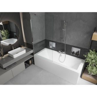 Mexen Cube vaňa 180x80cm panel + zástena 90 cm, transparent, chróm 550518080X9509000001