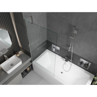 Mexen Cube vaňa 180x80cm panel + zástena 90 cm, transparent, chróm 550518080X9509000001