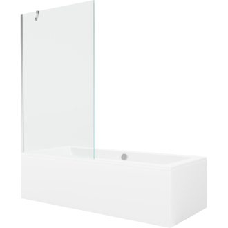 Mexen Cube obdĺžniková vaňa 180 x 80 cm s plášťom a 1-krídlovou zástenou 100 cm, transparentná, chróm - 550518080X9510000001