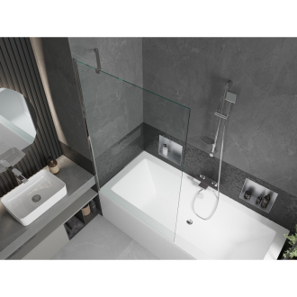 Mexen Cube obdĺžniková vaňa 180 x 80 cm s plášťom a 1-krídlovou zástenou 100 cm, transparentná, chróm - 550518080X9510000001