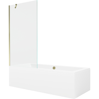 Mexen Cube vaňa 180x80cm panel + zástena 90 cm, priehľadná, zlatá 550518080X9509000050