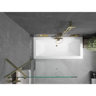 Mexen Cube vaňa 180x80cm panel + zástena 90 cm, priehľadná, zlatá 550518080X9509000050