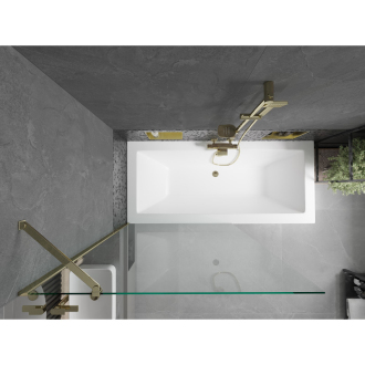 Mexen Cube obdĺžniková vaňa 180 x 80 cm s plášťom a 1-krídlovou zástenou 100 cm, priehľadná, zlatá - 550518080X9510000050