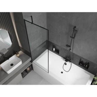 Mexen Cube obdĺžniková vaňa 180 x 80 cm s plášťom a jednokrídlovou zástenou 70 cm, čierny vzor - 550518080X9507007070