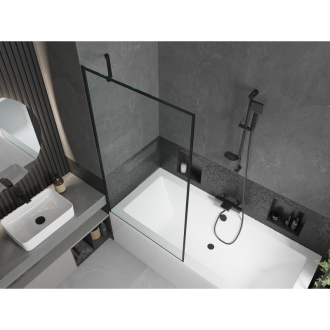 Mexen Cube obdĺžniková vaňa 180 x 80 cm s plášťom a 1-krídlovou zástenou 90 cm, čierny vzor - 550518080X9509007070
