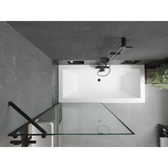 Mexen Cube obdĺžniková vaňa 180 x 80 cm s plášťom a 1-krídlovou zástenou 90 cm, čierny vzor - 550518080X9509007070