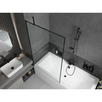 Mexen Cube obdĺžniková vaňa 180 x 80 cm s plášťom a 1 krídlovou zástenou 100 cm, čierny vzor - 550518080X9510007070