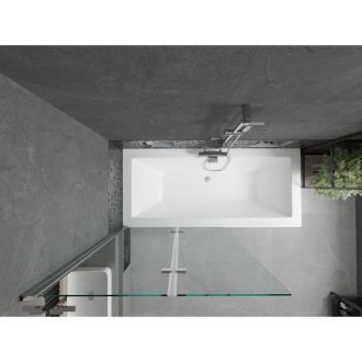 Mexen Cube obdĺžniková vaňa 170 x 80 cm s plášťom a 2-krídlovou zástenou 100 cm, transparentná, chróm - 550517080X9210020100