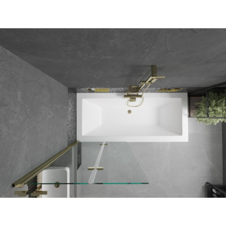 Mexen Cube obdĺžniková vaňa 170 x 80 cm s plášťom a 2 krídlovou zástenou 80 cm, priehľadná, zlatá - 550517080X9208025000