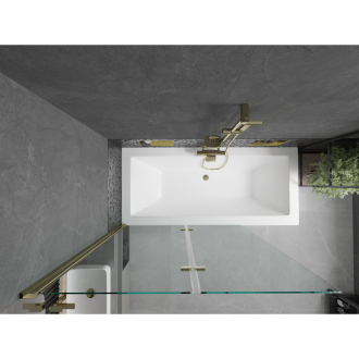 Mexen Cube obdĺžniková vaňa 170 x 80 cm s plášťom a 2 krídlovou zástenou 120 cm, priehľadná, zlatá - 550517080X9212025000