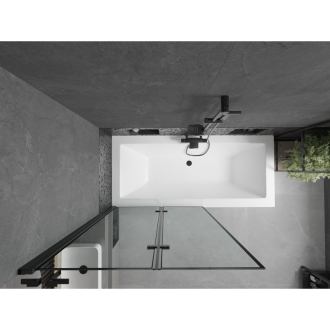 Mexen Cube obdĺžniková vaňa 170 x 80 cm s plášťom a 2 krídlovou zástenou 100 cm, čierny vzor - 550517080X9210027070