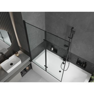 Mexen Cube obdĺžniková vaňa 170 x 80 cm s plášťom a 2 krídlovou zástenou 120 cm, čierny vzor - 550517080X9212027070