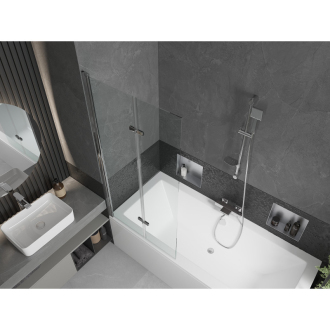 Mexen Cube obdĺžniková vaňa 180 x 80 cm s plášťom a 2-krídlovou zástenou 80 cm, transparentná, chróm - 550518080X9208020100