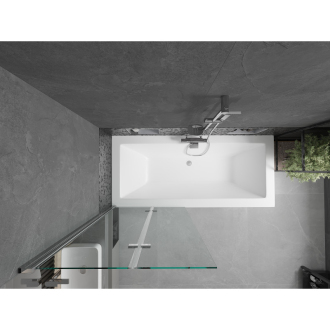 Mexen Cube obdĺžniková vaňa 180 x 80 cm s plášťom a 2-krídlovou zástenou 80 cm, transparentná, chróm - 550518080X9208020100
