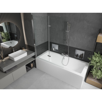 Mexen Cube obdĺžniková vaňa 180 x 80 cm s plášťom a 2-krídlovou zástenou 120 cm, transparentná, chróm - 550518080X9212020100