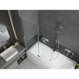 Mexen Cube obdĺžniková vaňa 180 x 80 cm s plášťom a 2-krídlovou zástenou 120 cm, transparentná, chróm - 550518080X9212020100