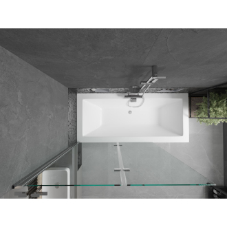 Mexen Cube obdĺžniková vaňa 180 x 80 cm s plášťom a 2-krídlovou zástenou 120 cm, transparentná, chróm - 550518080X9212020100