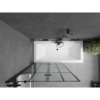 `Mexen Cube obdĺžniková vaňa 180 x 80 cm s plášťom a 2 krídlovou zástenou 100 cm, čierny vzor - 550518080X92100027077