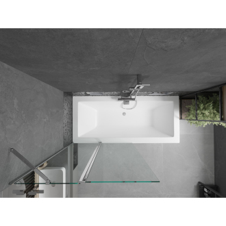 Mexen Cube obdĺžniková vaňa 170 x 80 cm s plášťom a 1-krídlovou zástenou 100 cm, transparentná, chróm - 550517080X9410110100