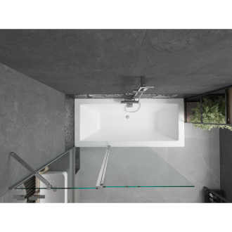 Mexen Cube obdĺžniková vaňa 170 x 80 cm s plášťom a 1-krídlovou zástenou 120 cm, transparentná, chróm - 550517080X9412110100