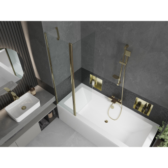 Mexen Cube obdĺžniková vaňa 170 x 80 cm s plášťom a 1 krídlovou zástenou 100 cm, priehľadná, zlatá - 550517080X9410115000