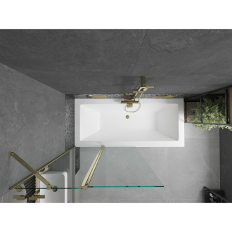 Mexen Cube obdĺžniková vaňa 170 x 80 cm s plášťom a 1 krídlovou zástenou 100 cm, priehľadná, zlatá - 550517080X9410115000