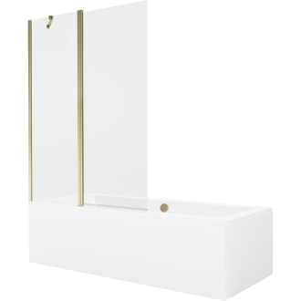 Mexen Cube obdĺžniková vaňa 170 x 80 cm s plášťom a 1-krídlovou zástenou 120 cm, transparentná, zlatá - 550517080X9412115000