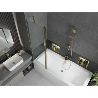 Mexen Cube obdĺžniková vaňa 170 x 80 cm s plášťom a 1-krídlovou zástenou 120 cm, transparentná, zlatá - 550517080X9412115000