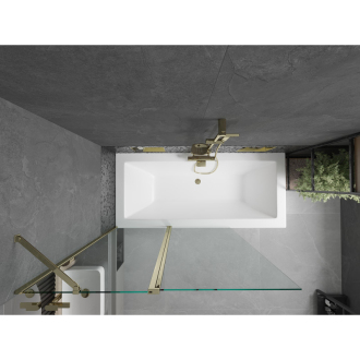 Mexen Cube obdĺžniková vaňa 170 x 80 cm s plášťom a 1-krídlovou zástenou 120 cm, transparentná, zlatá - 550517080X9412115000