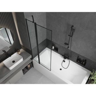 Mexen Cube obdĺžniková vaňa 170 x 80 cm s plášťom a 1 krídlovou zástenou 80 cm, čierny vzor - 550517080X9408117070