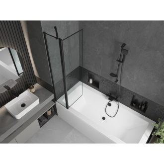 Mexen Cube obdĺžniková vaňa 170 x 80 cm s plášťom a 1 krídlovou zástenou 80 cm, čierny vzor - 550517080X9408117070