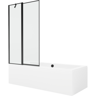 Mexen Cube obdĺžniková vaňa 170 x 80 cm s plášťom a 1 krídlovou zástenou 100 cm, čierny vzor - 550517080X9410117070