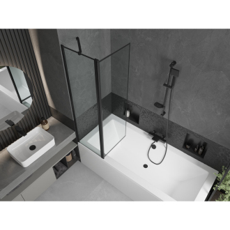 Mexen Cube obdĺžniková vaňa 170 x 80 cm s plášťom a 1 krídlovou zástenou 100 cm, čierny vzor - 550517080X9410117070