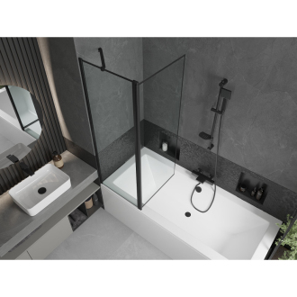 Mexen Cube obdĺžniková vaňa 170 x 80 cm s plášťom a 1 krídlovou zástenou 120 cm, čierny vzor - 550517080X9412117070