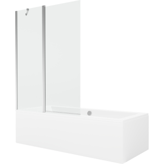 Mexen Cube obdĺžniková vaňa 180 x 80 cm s plášťom a 1-krídlovou zástenou 120 cm, transparentná, chróm - 550518080X9412110100