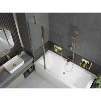Mexen Cube obdĺžniková vaňa 180 x 80 cm s plášťom a 1-krídlovou zástenou 100 cm, priehľadná, zlatá - 550518080X9410115000