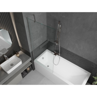 Mexen Cubik obdĺžniková vaňa 150 x 70 cm s plášťom a jednokrídlovou zástenou 80 cm, transparentná, chróm - 550315070X9508000001