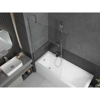 Mexen Cubik obdĺžniková vaňa 150 x 70 cm s plášťom a 1-krídlovou zástenou 100 cm, transparentná, chróm - 550315070X9510000001