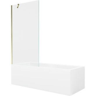 Mexen Cubik vaňa 150x70cm panel + zástena 90 cm, transparent, zlatá 550315070X9509000050